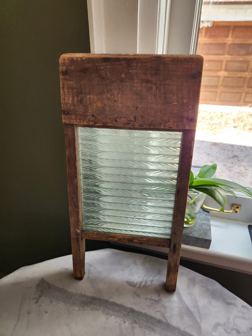 Pearl Vintage Washboard Antique Wood and Glass Cottagecore Decor
